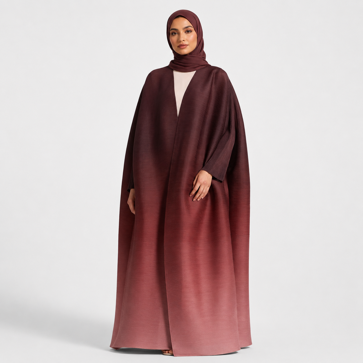 Ombre Micro Pleated Abaya for Modest Layering