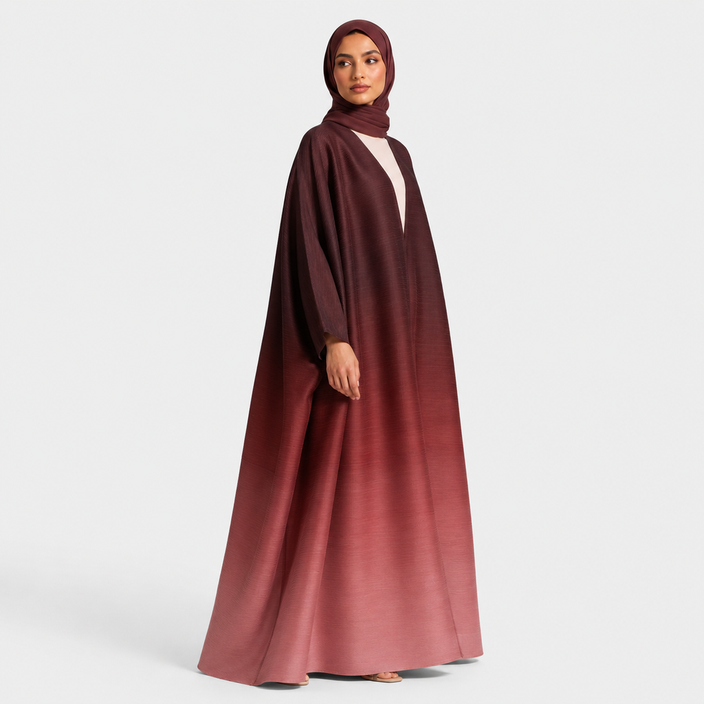 Ombre Micro Pleated Abaya for Modest Layering