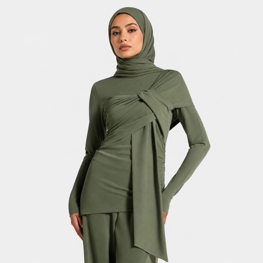 Tencel Wrap Top Green