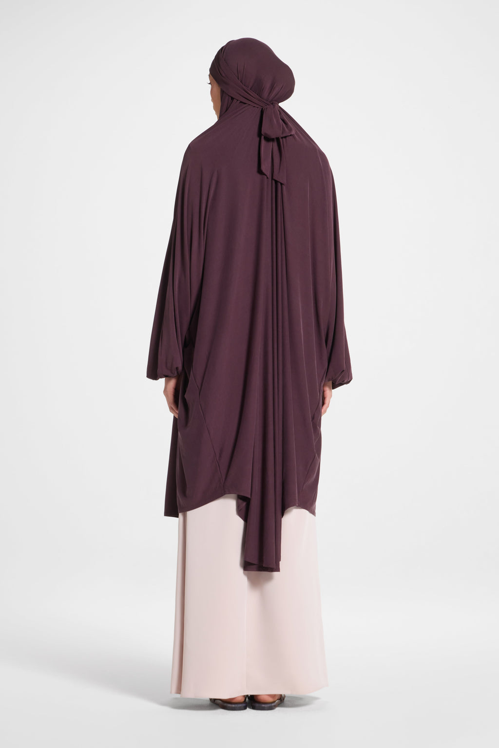 Purple Opaque Nida Abaya with Balloon Sleeves