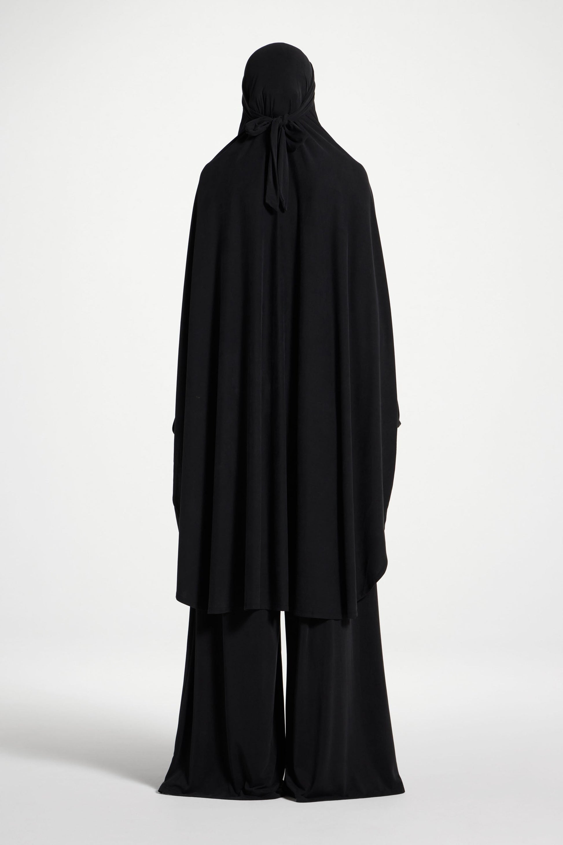 Black Jersey Prayer Set with Wide Leg Palazzo Pants