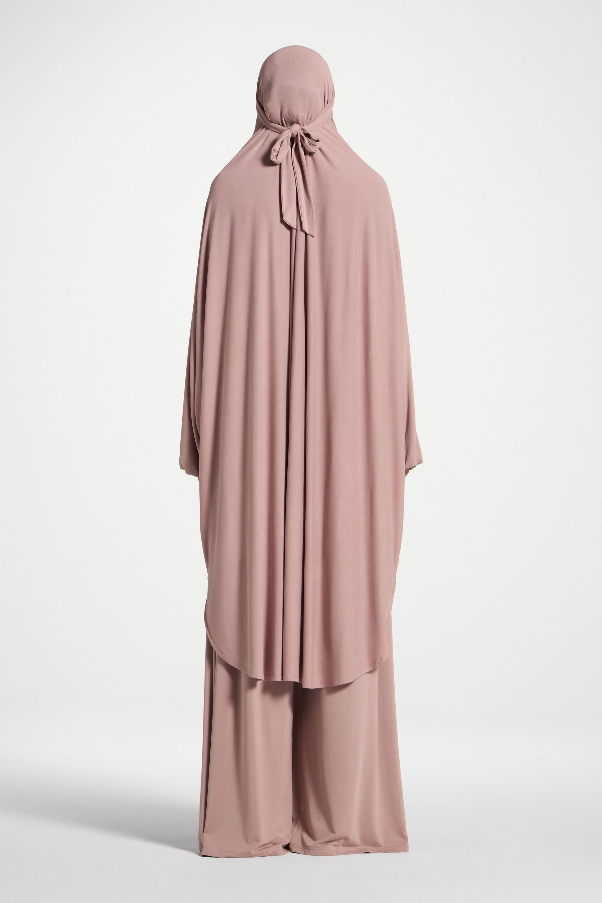 Pink Stretchy Jersey Prayer Set with Ultra-Wide Palazzo Pants