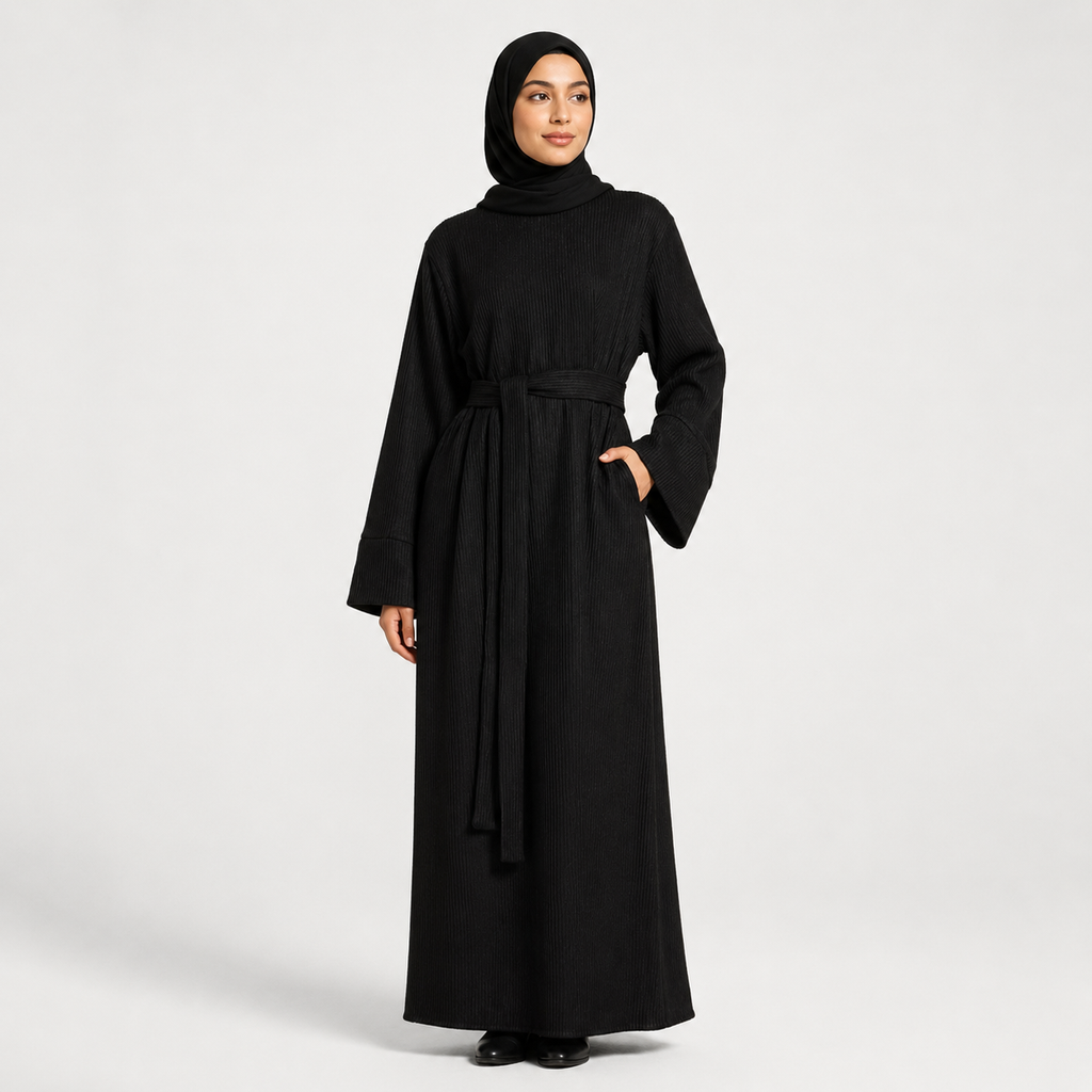Relaxed Knit Maxi Dress - Black