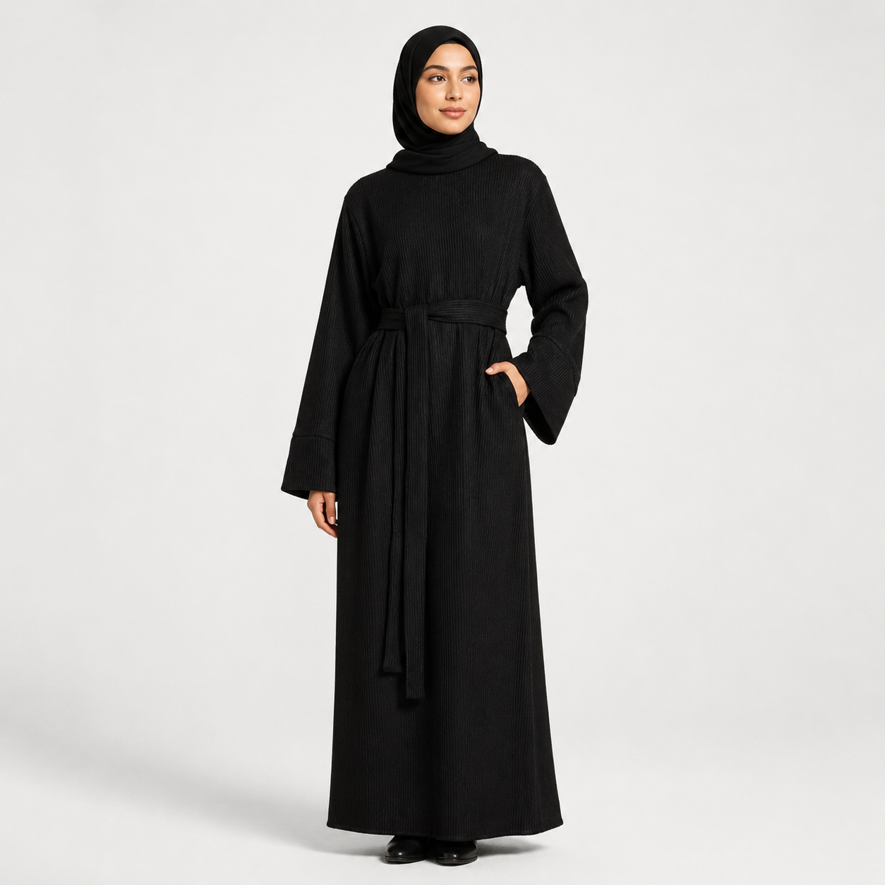 Relaxed Knit Maxi Dress - Black