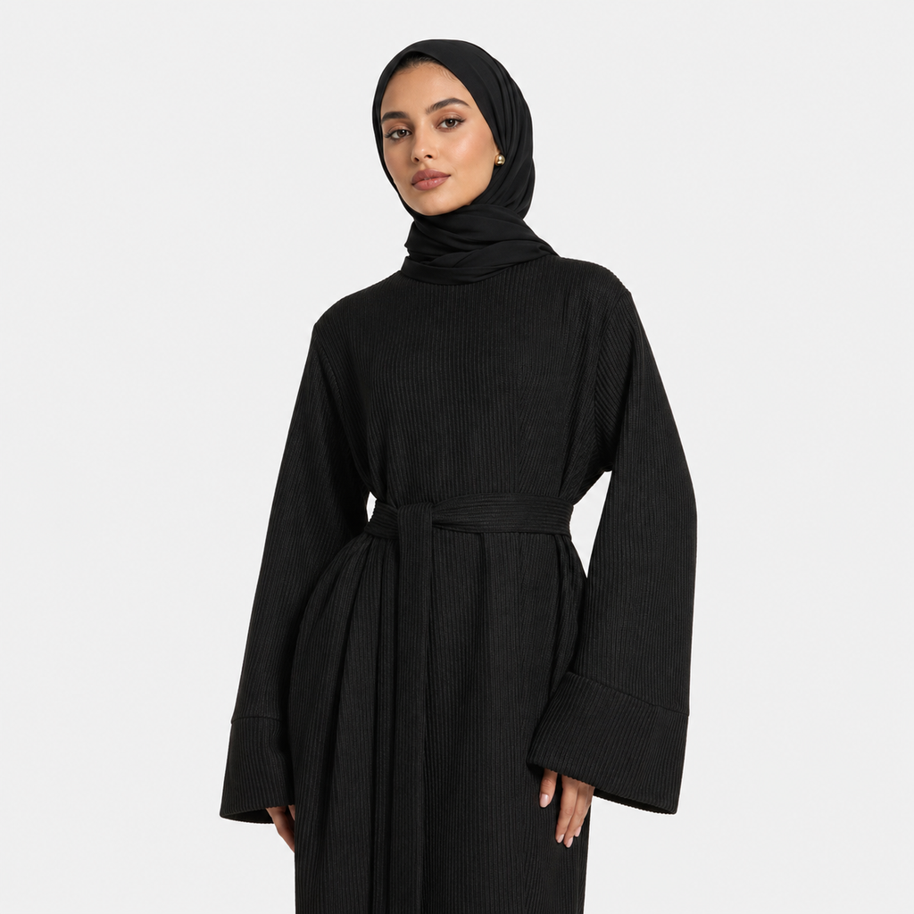 Relaxed Knit Maxi Dress - Black