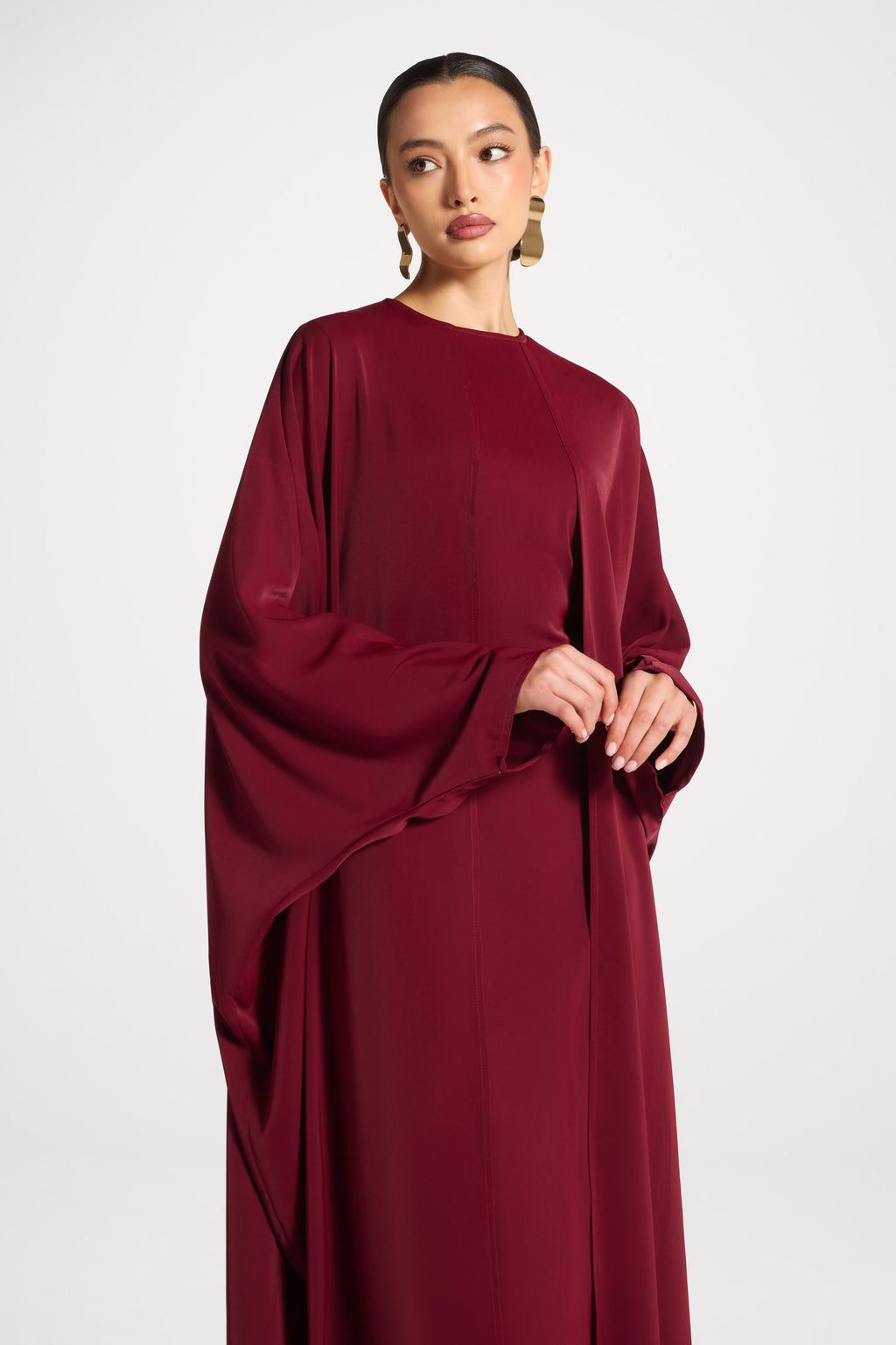 Nadine Sleeveless Cape Maxi Dress in Red