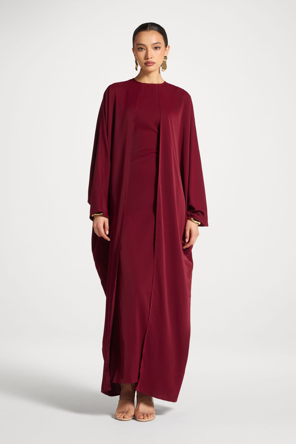 Nadine Sleeveless Cape Maxi Dress in Red