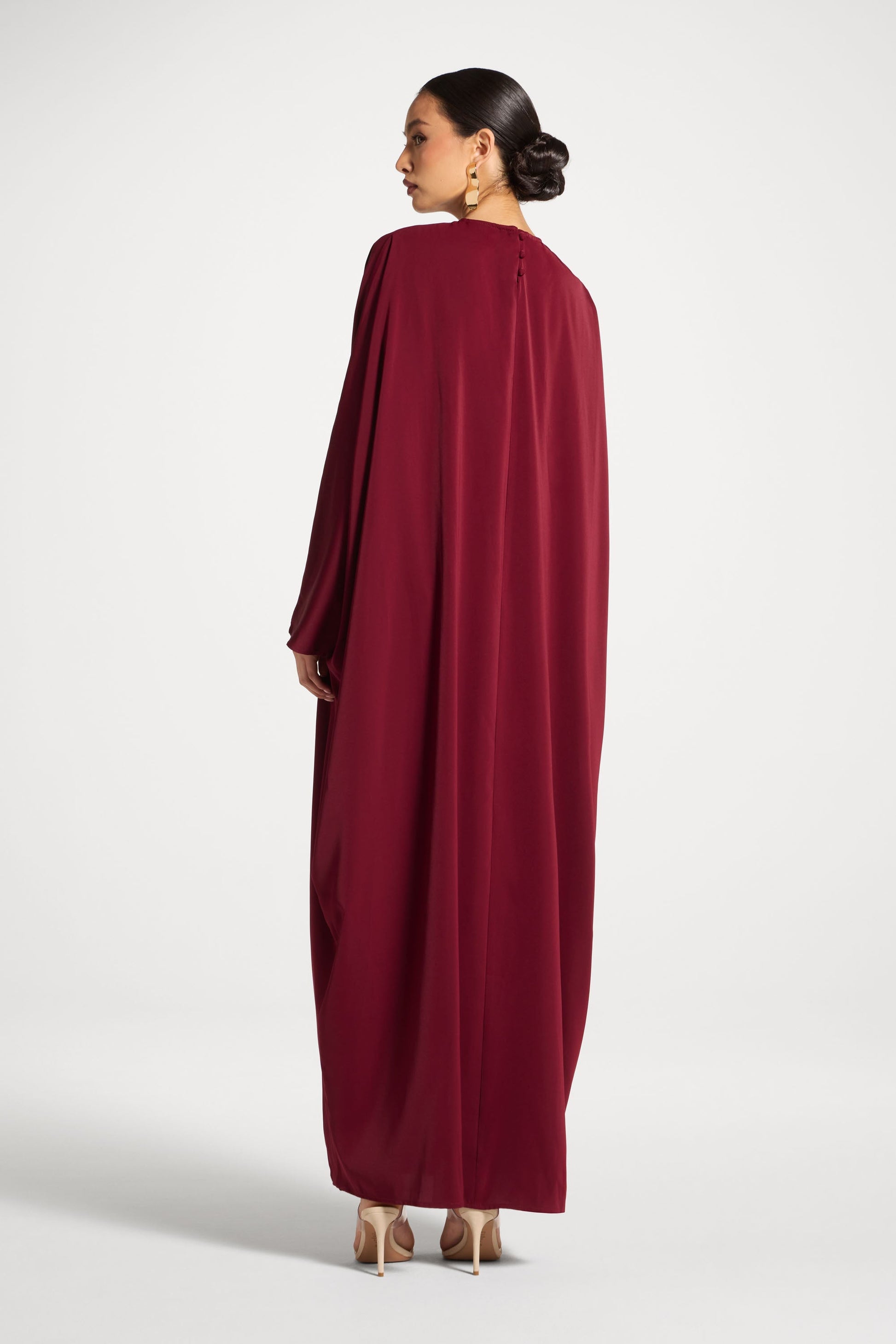 Nadine Sleeveless Cape Maxi Dress in Red