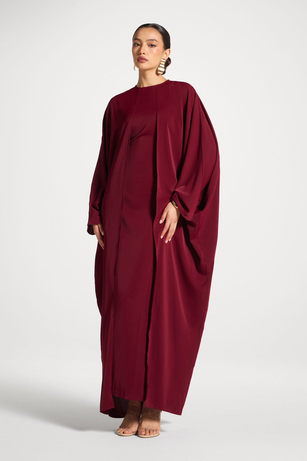 Nadine Sleeveless Cape Maxi Dress in Red