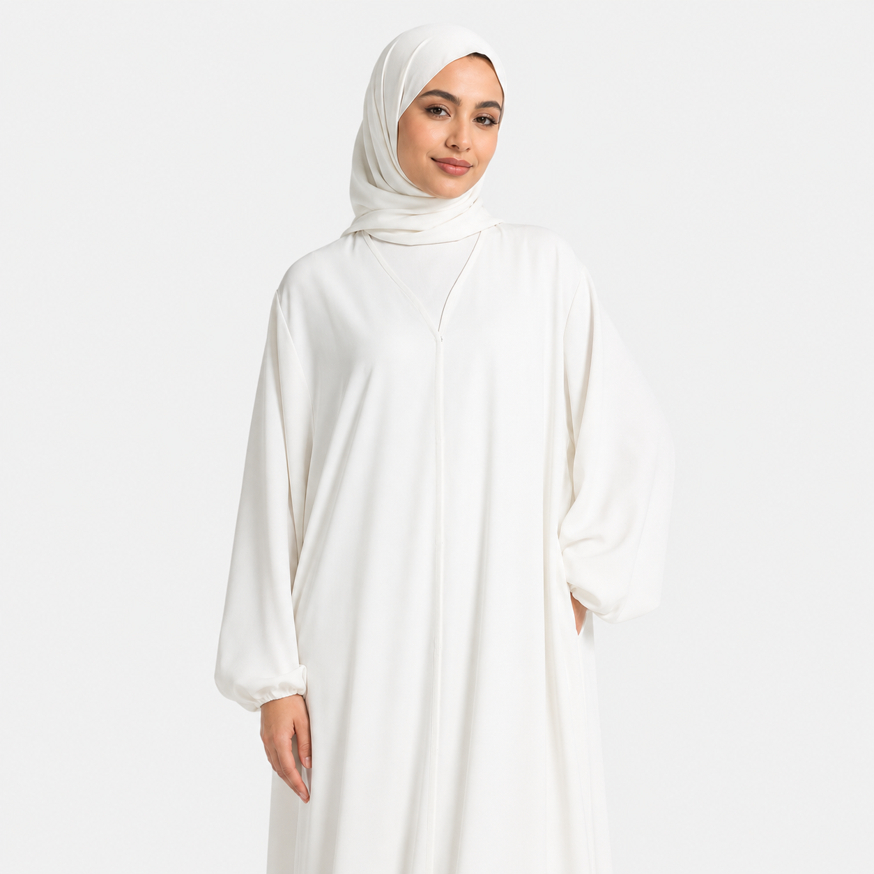 Elegant Opaque Nida Abaya with Balloon Sleeves