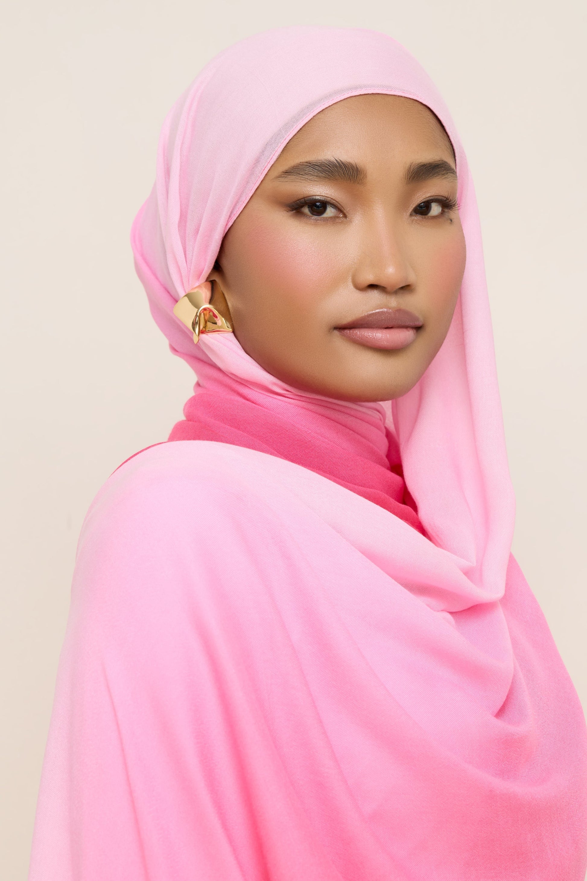 Ombre Modal Hijab - Coral