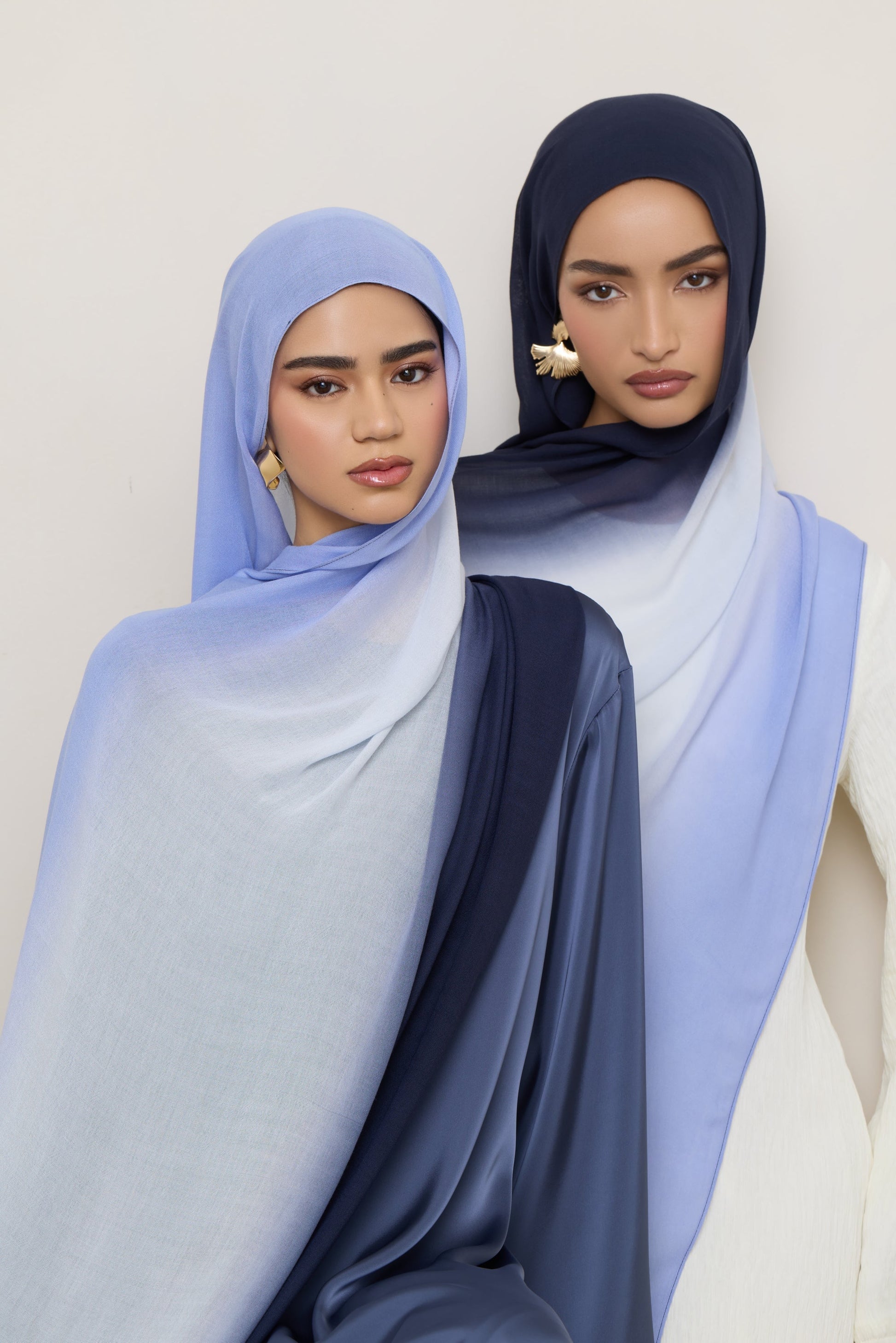 Ombre Modal Hijab – Midnight Bloom Fade