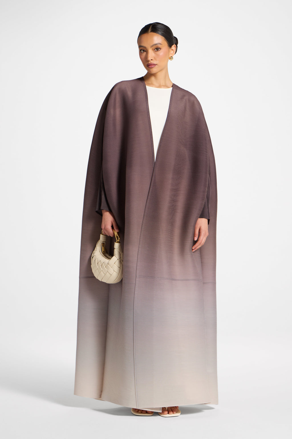 Plum Ombre Gradient Micro Pleated Abaya