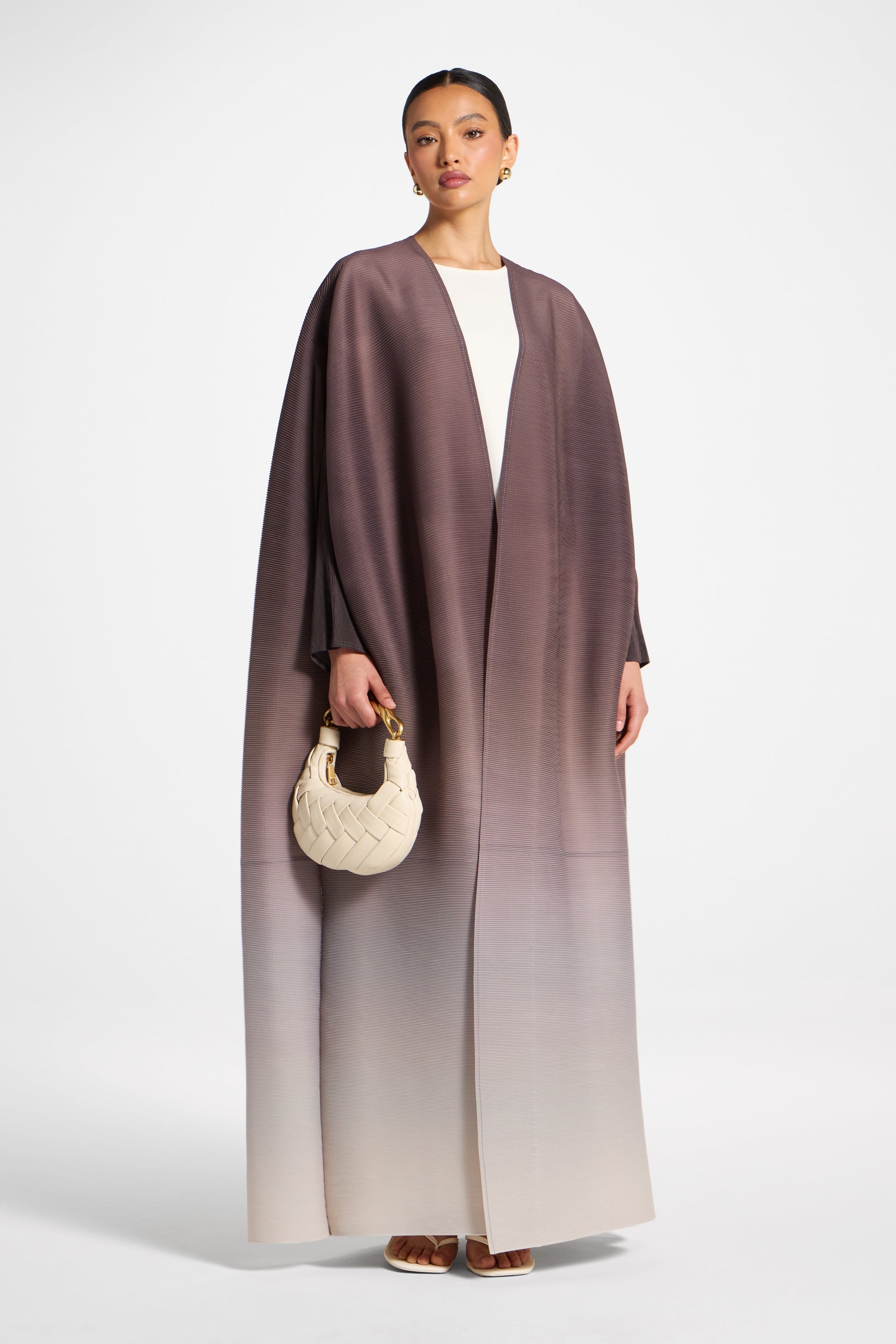 Plum Ombre Gradient Micro Pleated Abaya