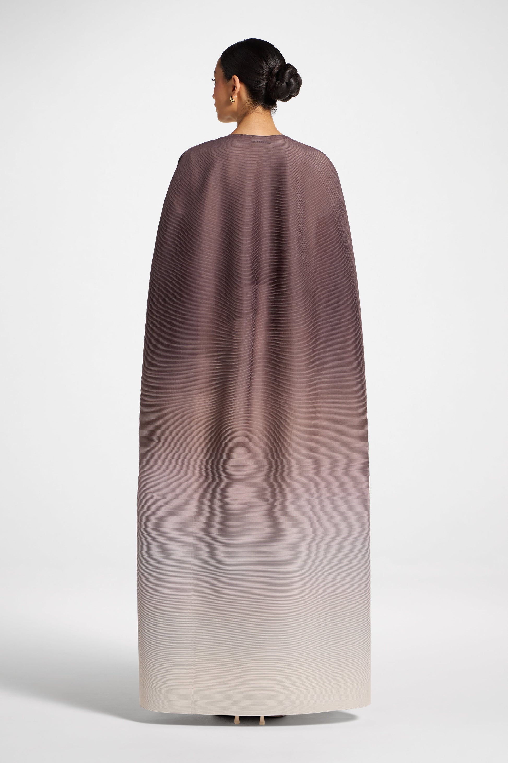 Plum Ombre Gradient Micro Pleated Abaya