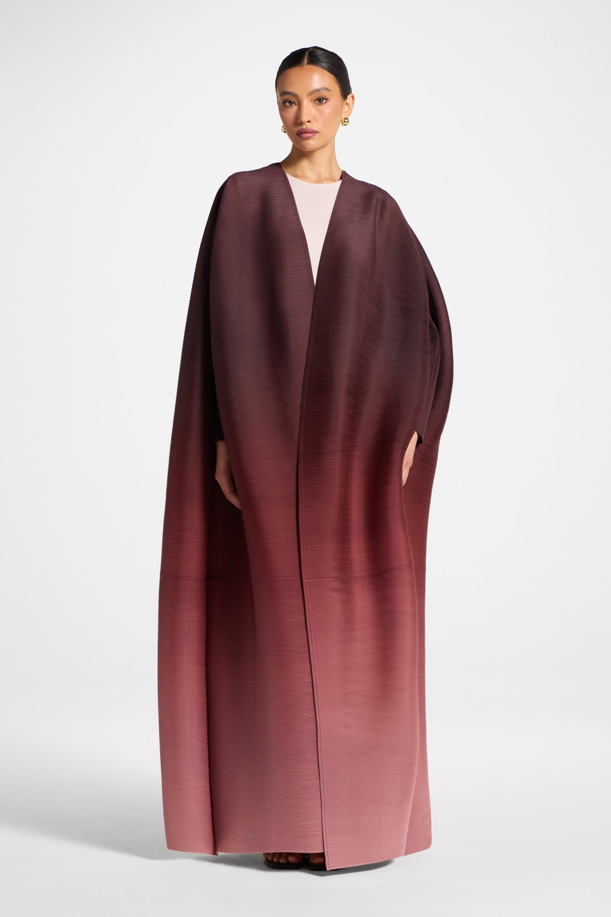 Ombre Micro Pleated Abaya for Modest Layering