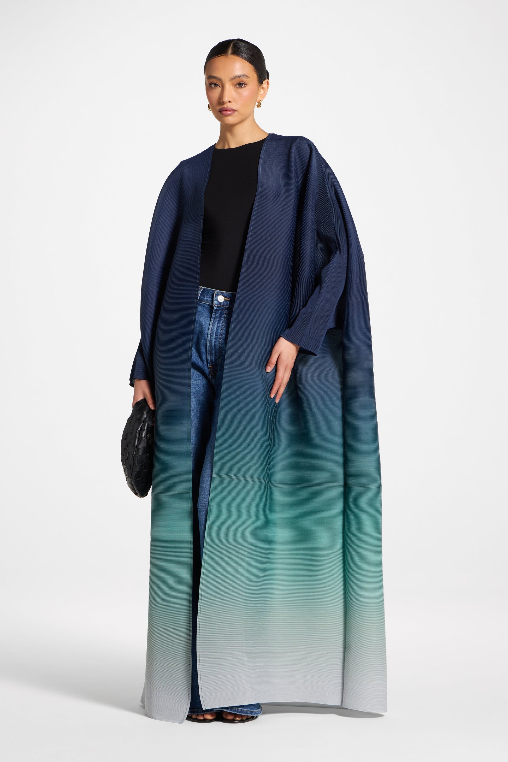 Ombre Abaya with Delicate Micro Pleats