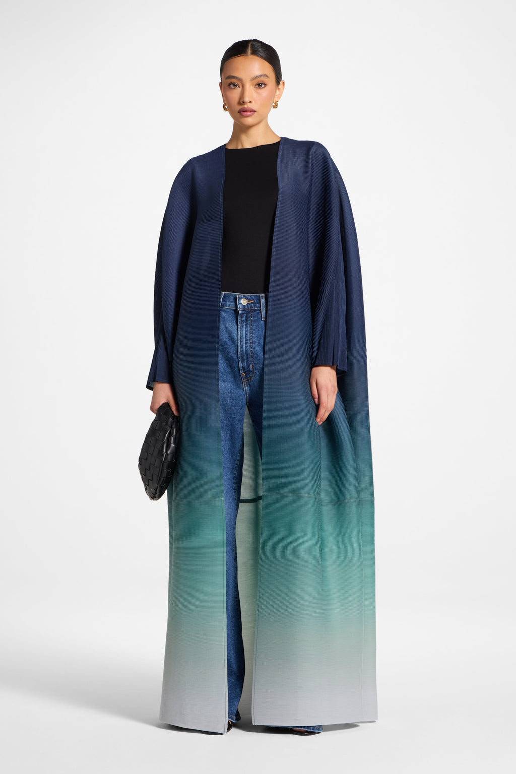 Ombre Abaya with Delicate Micro Pleats