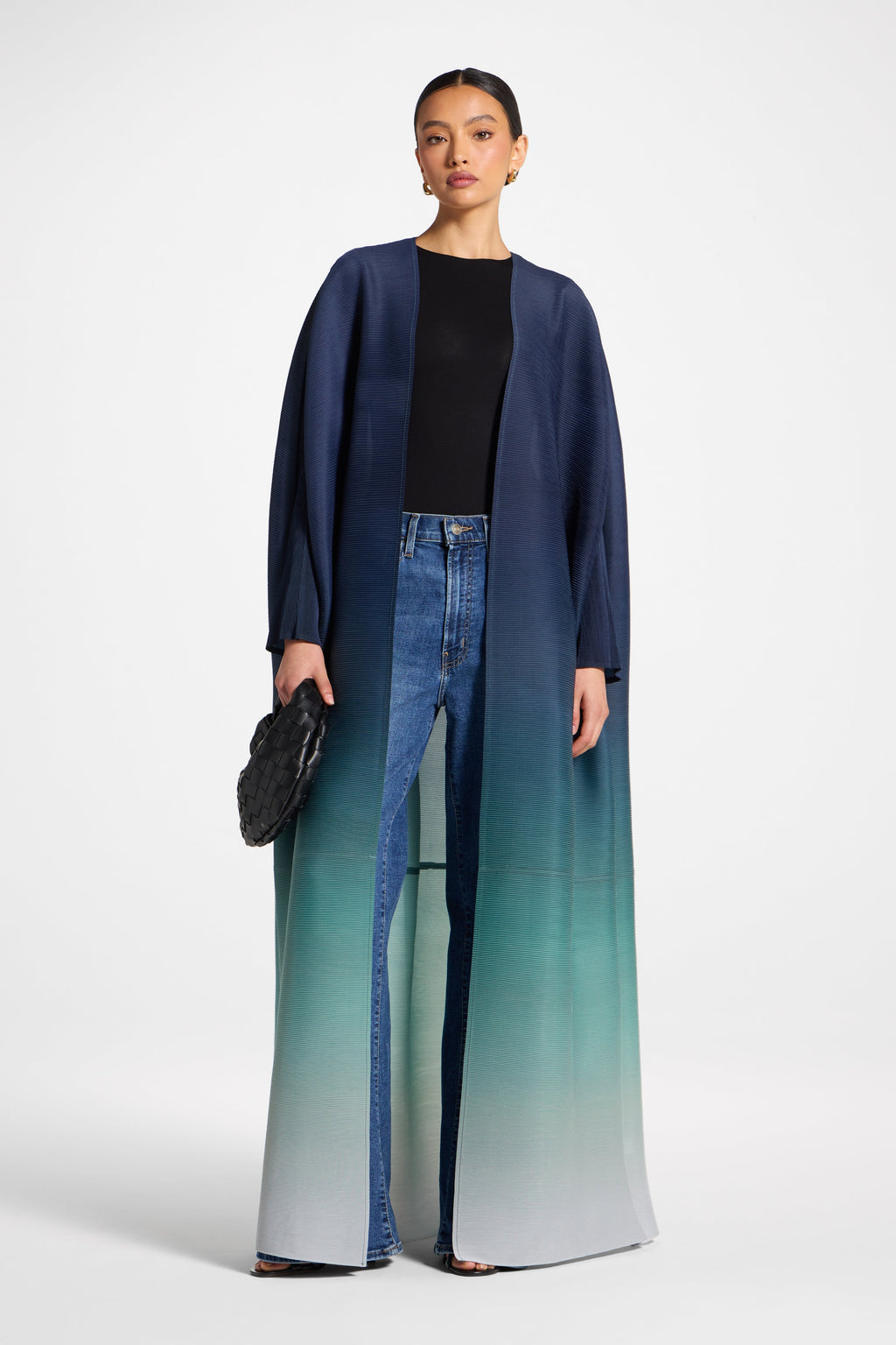 Ombre Abaya with Delicate Micro Pleats