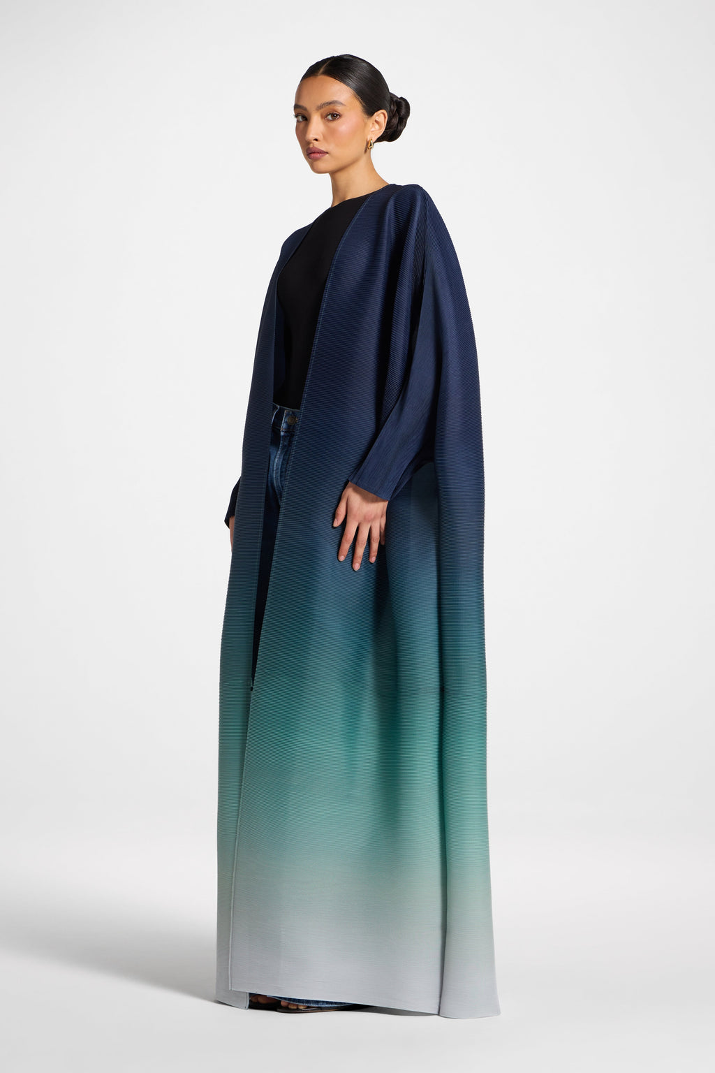 Ombre Abaya with Delicate Micro Pleats