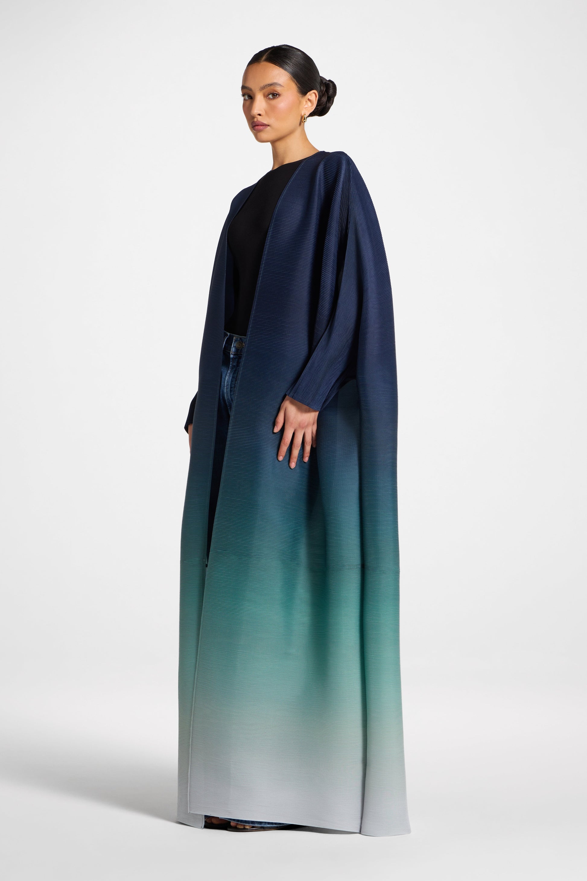 Ombre Abaya with Delicate Micro Pleats