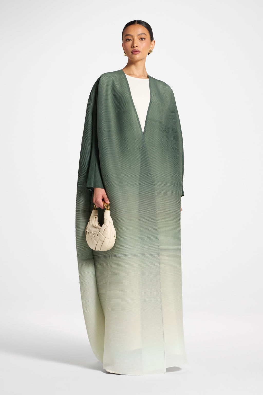 Forest Green Ombre Gradient Micro Pleated Abaya