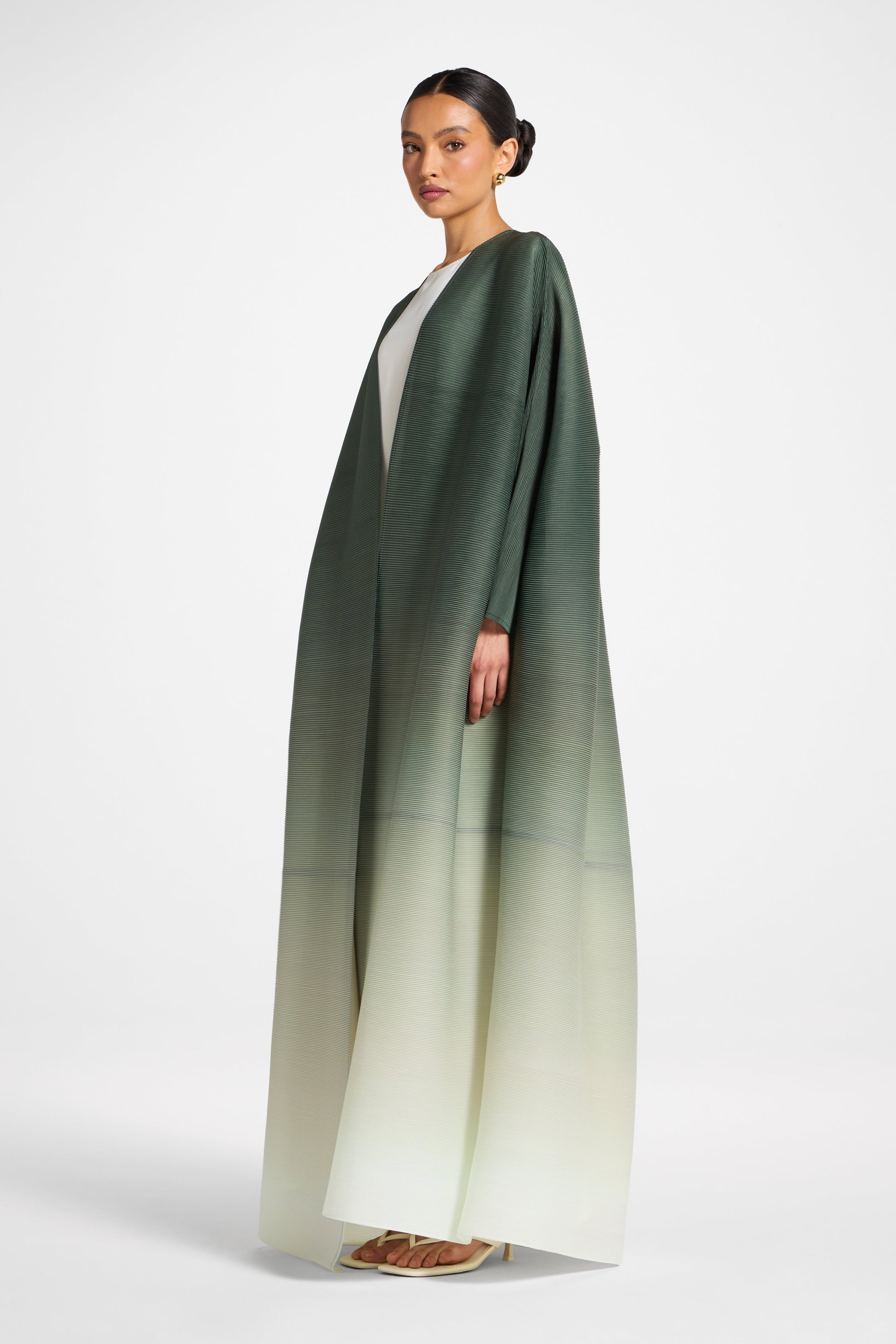 Forest Green Ombre Gradient Micro Pleated Abaya