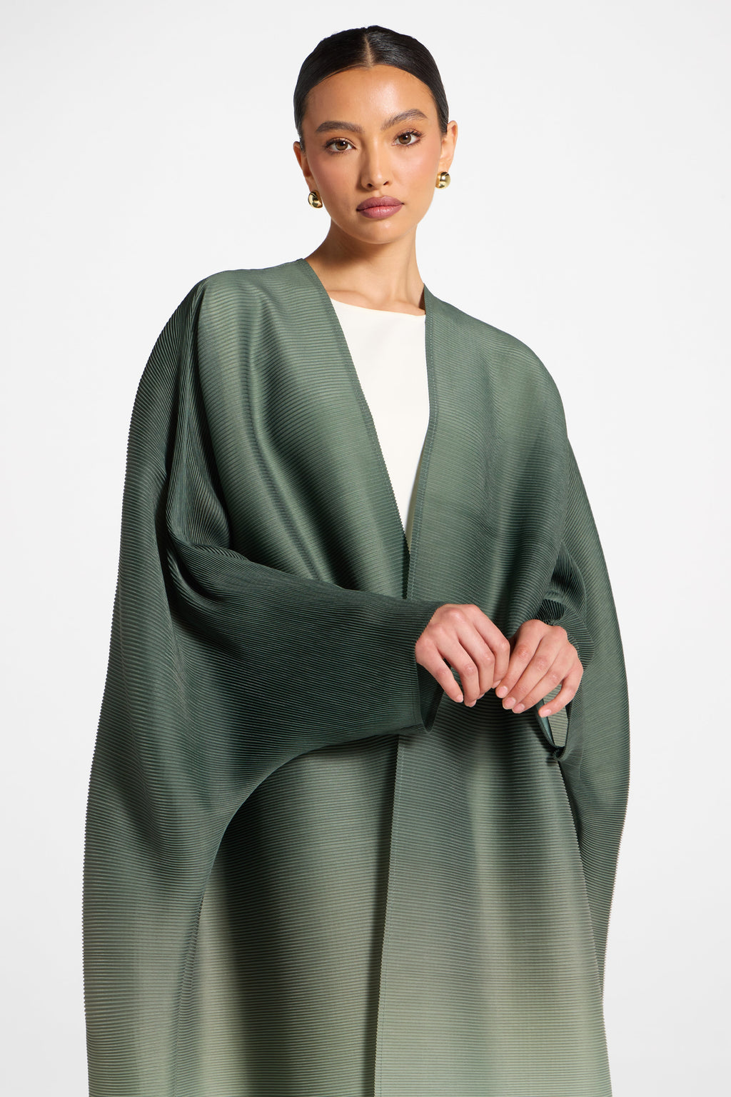 Forest Green Ombre Gradient Micro Pleated Abaya