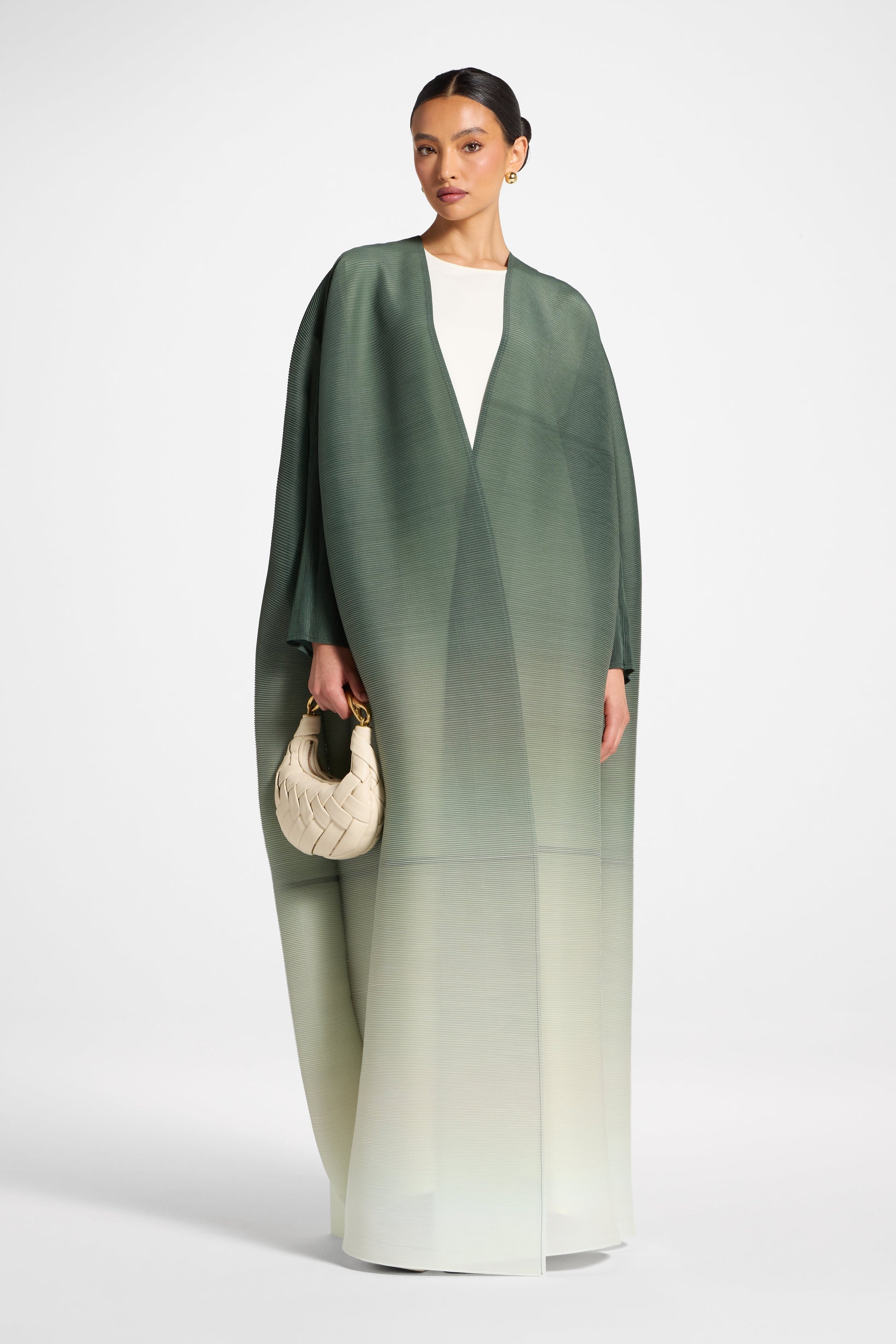 Forest Green Ombre Gradient Micro Pleated Abaya