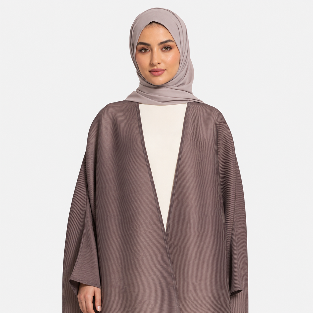 Plum Ombre Gradient Micro Pleated Abaya