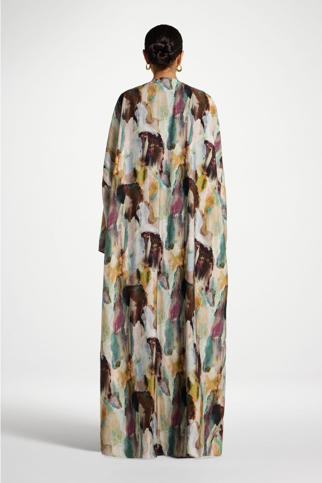 Printed Open Abaya with Lightweight Flowing Layering Silhouette