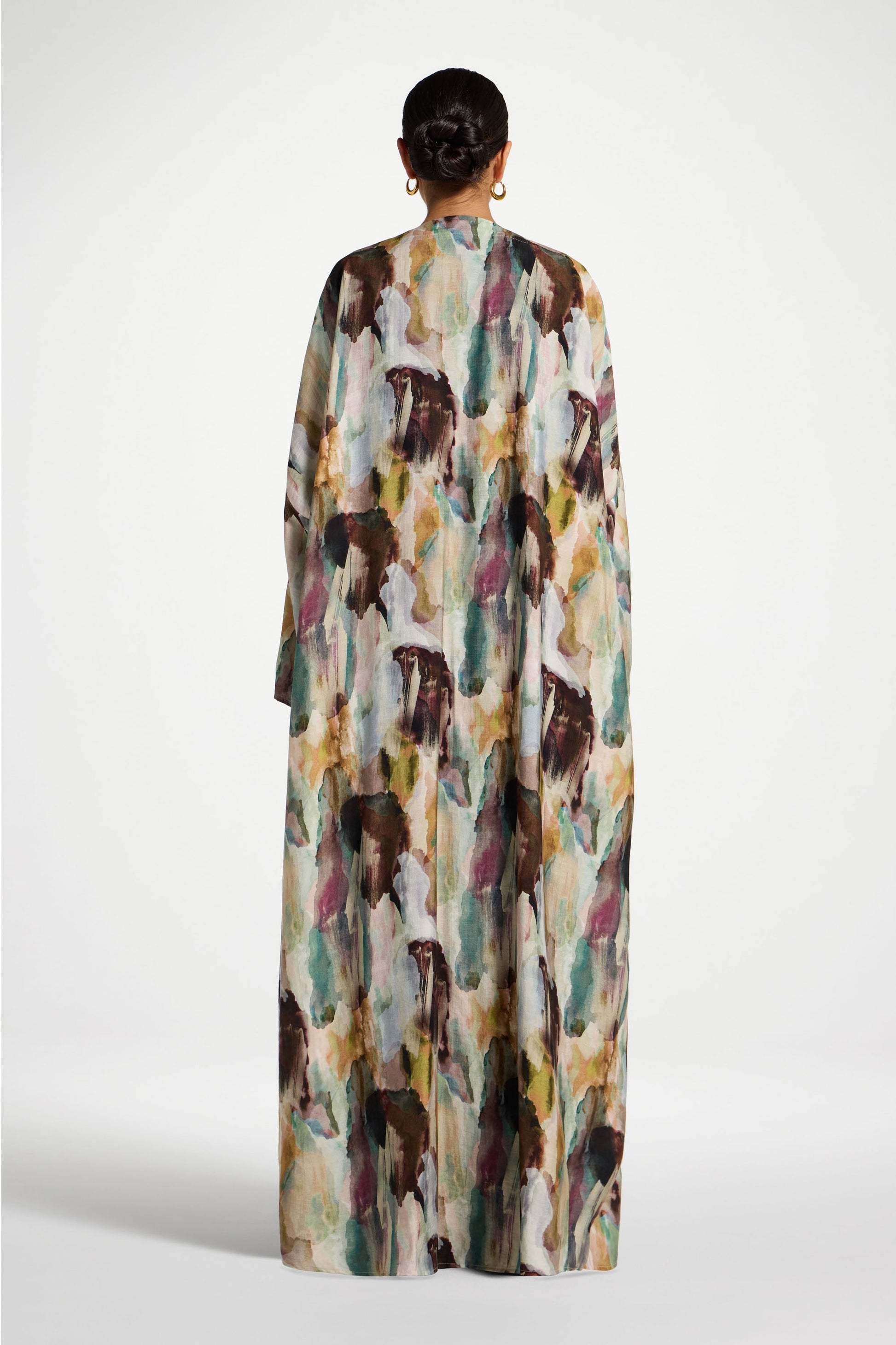 Printed Open Abaya with Lightweight Flowing Layering Silhouette