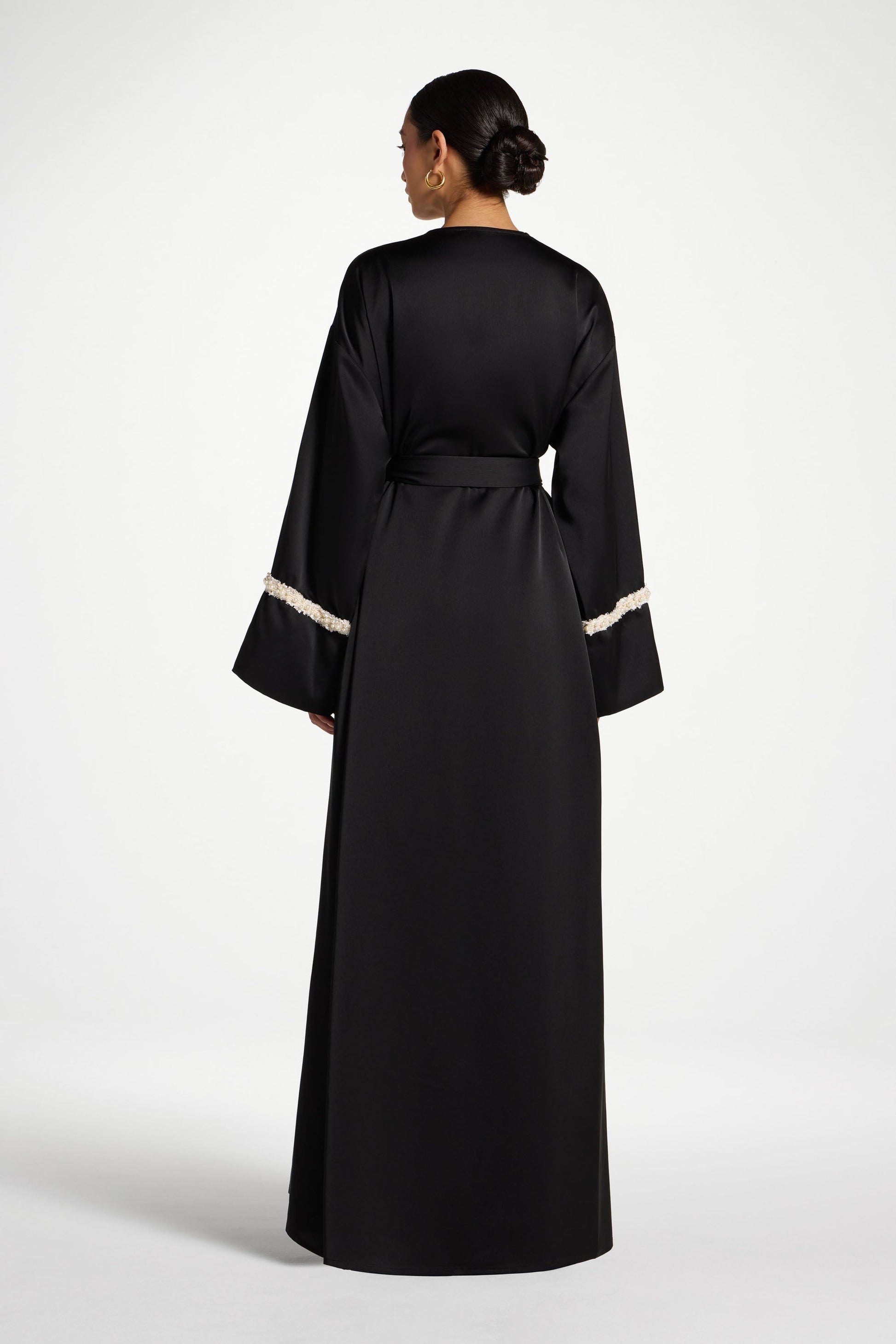 Black Pearl Trim Abaya
