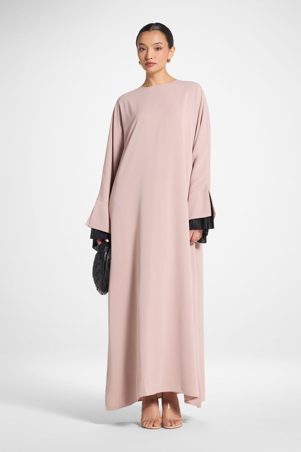 Elegant Pink Abaya with Sleeve Detail