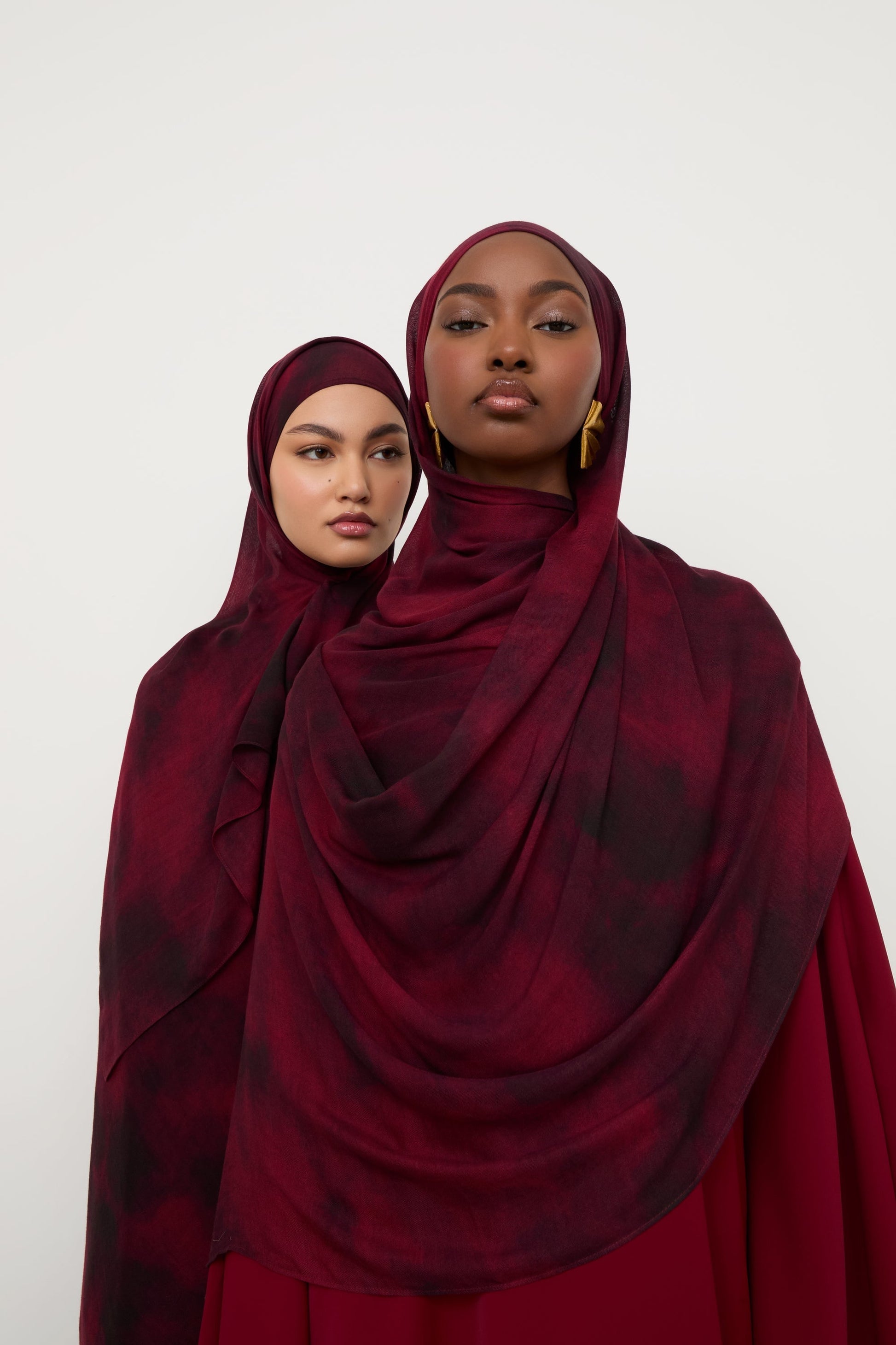 Burgundy Gradient Printed Modal Hijab