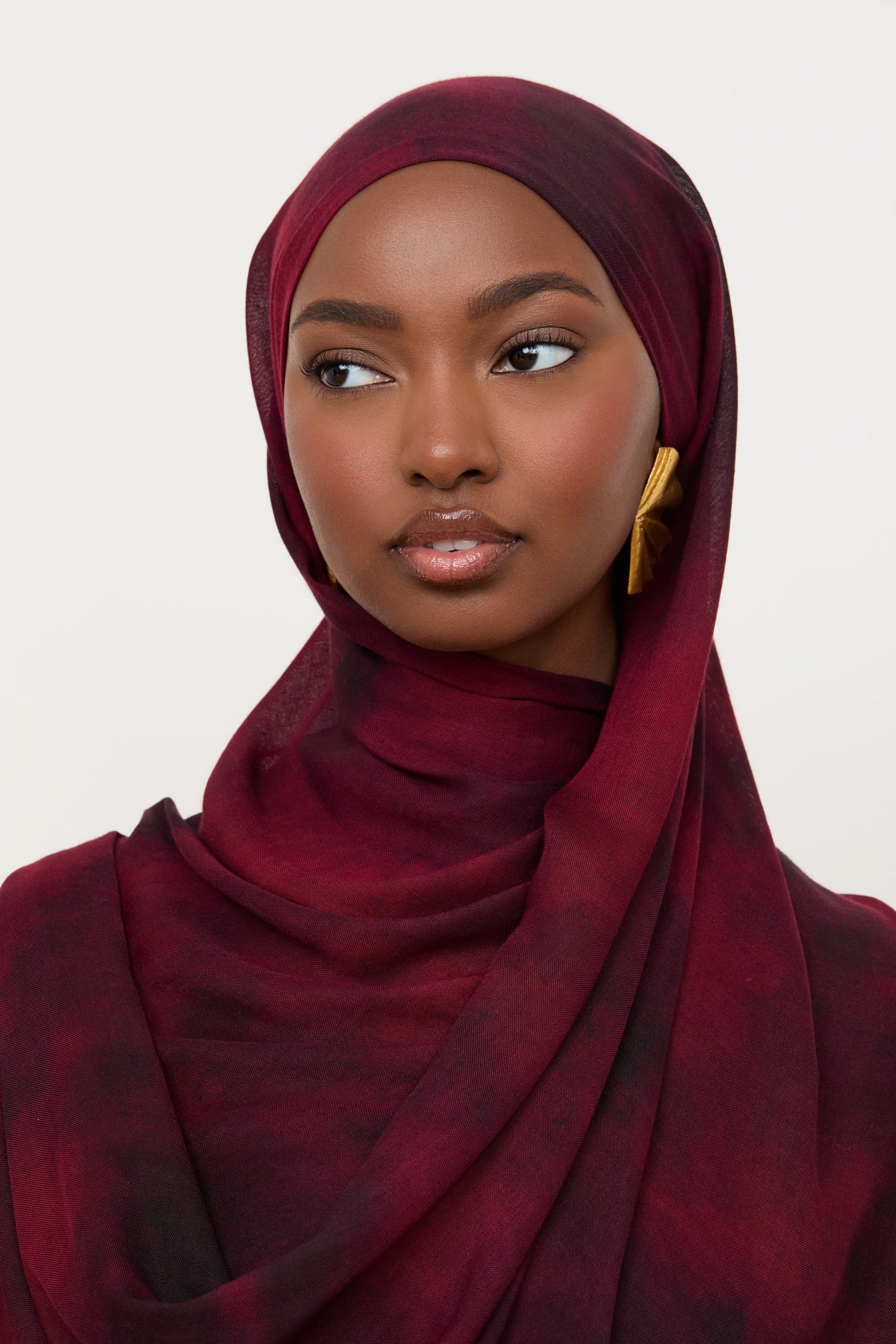 Burgundy Gradient Printed Modal Hijab