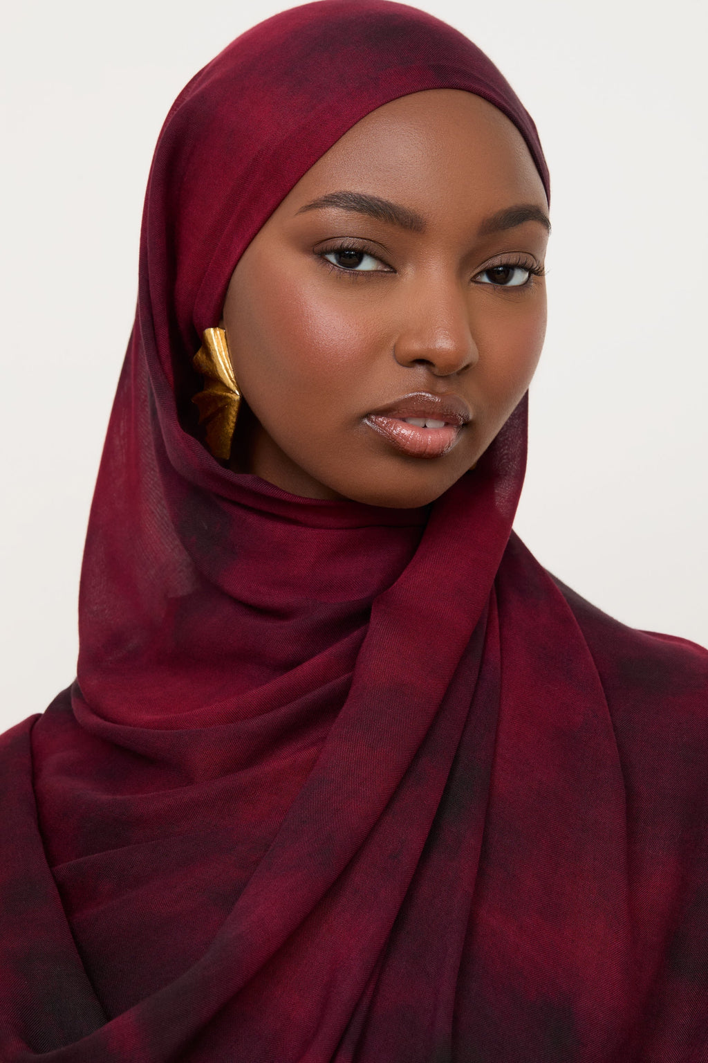 Burgundy Gradient Printed Modal Hijab