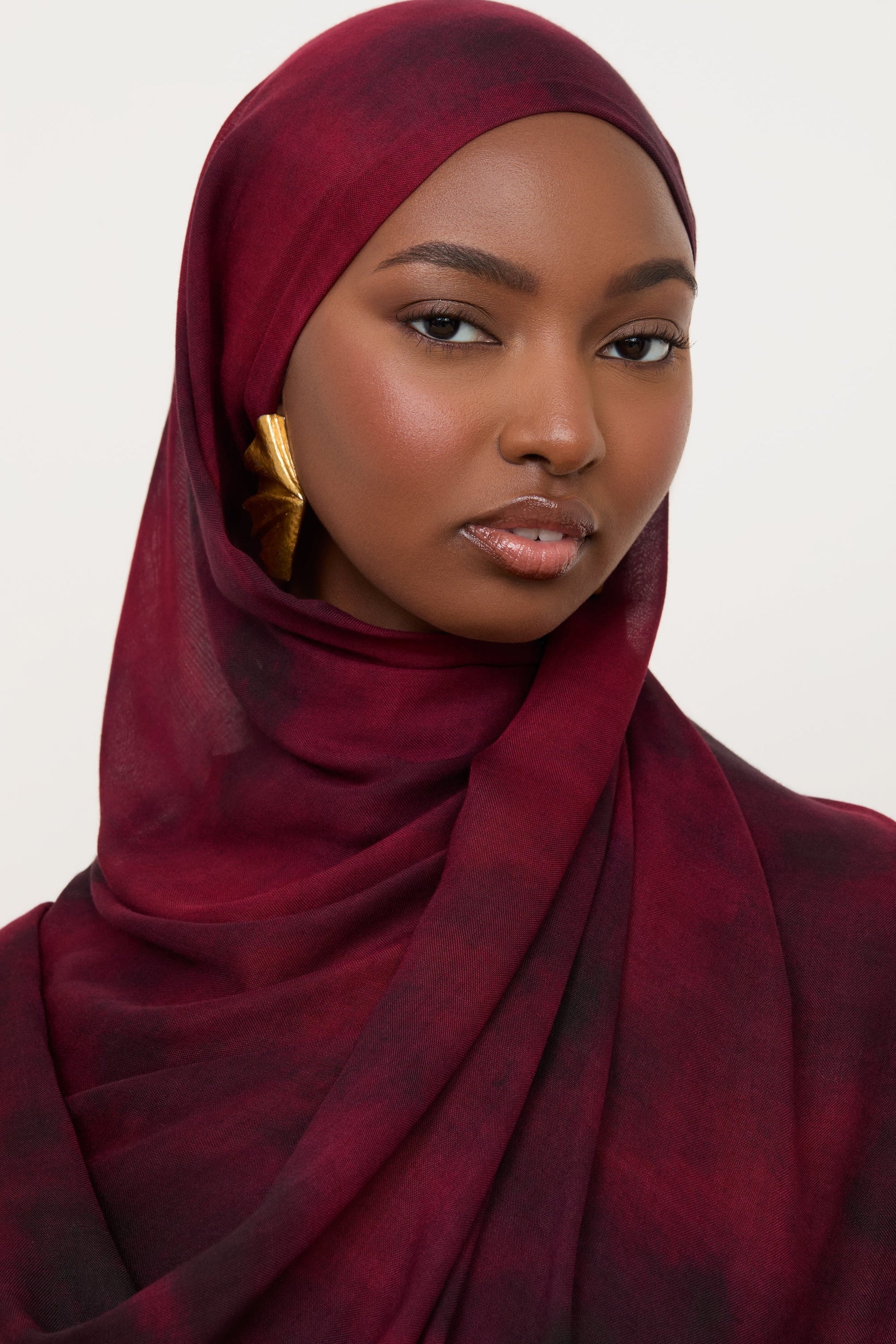 Burgundy Gradient Printed Modal Hijab