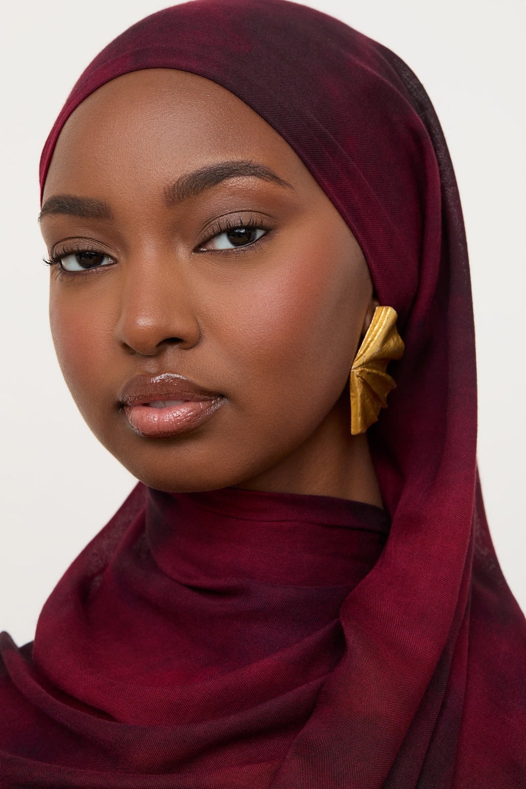 Burgundy Gradient Printed Modal Hijab