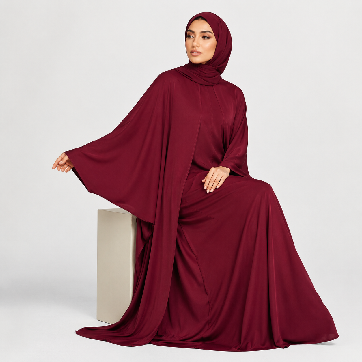 Nadine Sleeveless Cape Maxi Dress in Red