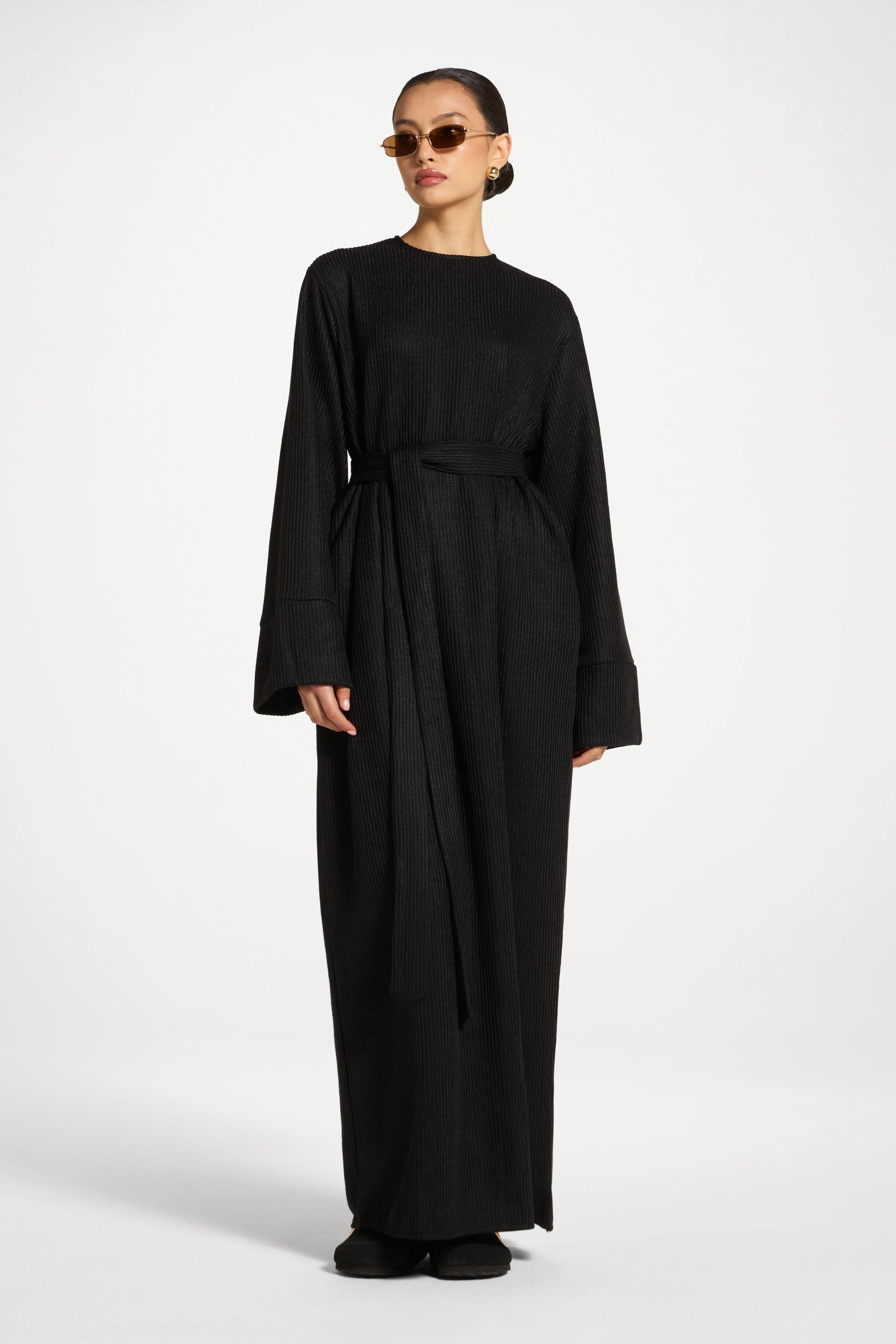 Relaxed Knit Maxi Dress - Black