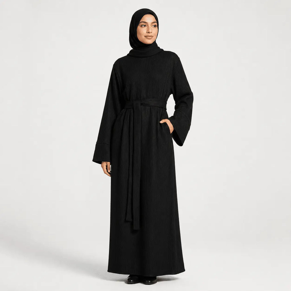 Relaxed Knit Maxi Dress - Black - Mahara Atelier