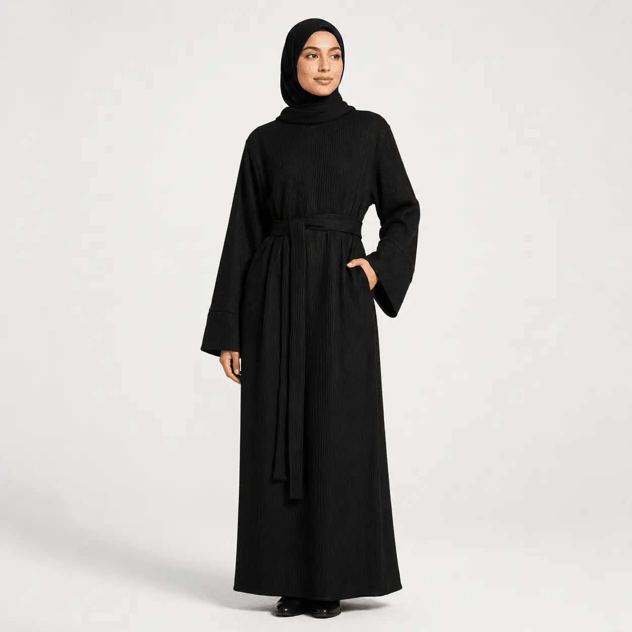 Relaxed Knit Maxi Dress - Black - Mahara Atelier