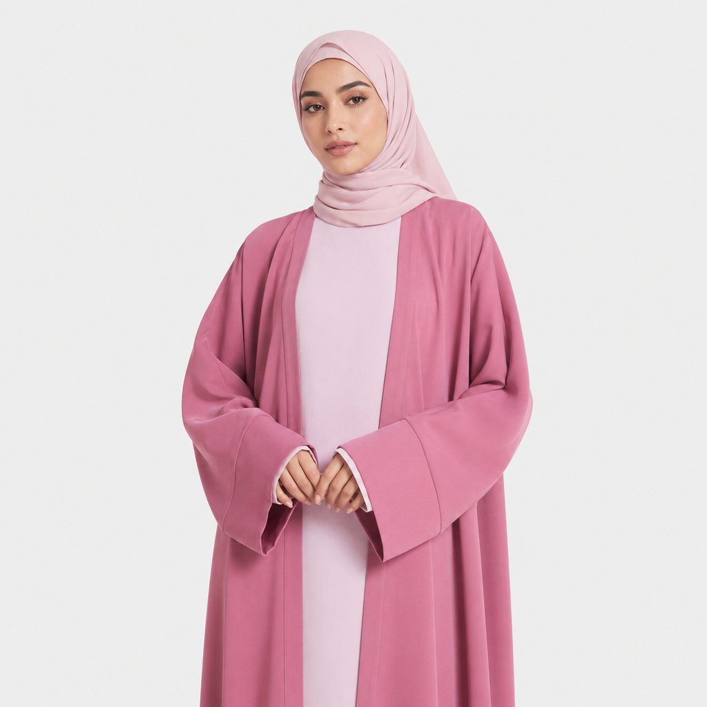 Vintage Rose Open Abaya in Signature Nida Fabric