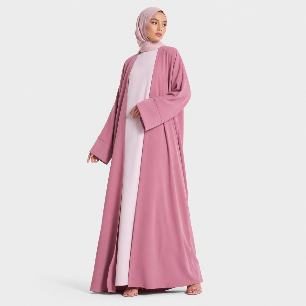 Vintage Rose Open Abaya in Signature Nida Fabric
