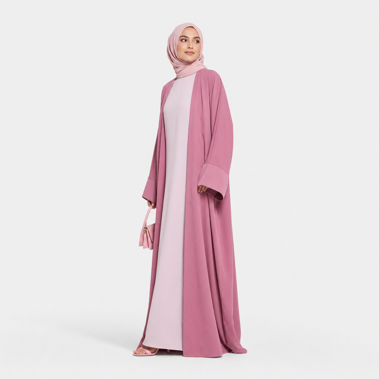 Vintage Rose Open Abaya in Signature Nida Fabric
