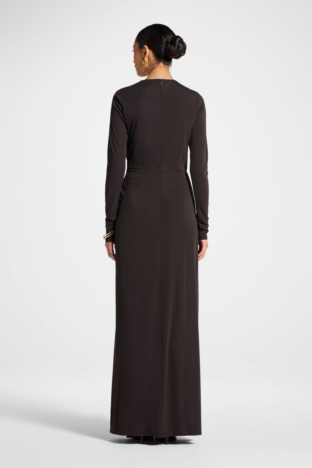 Elegant Brown Wrap Maxi Dress