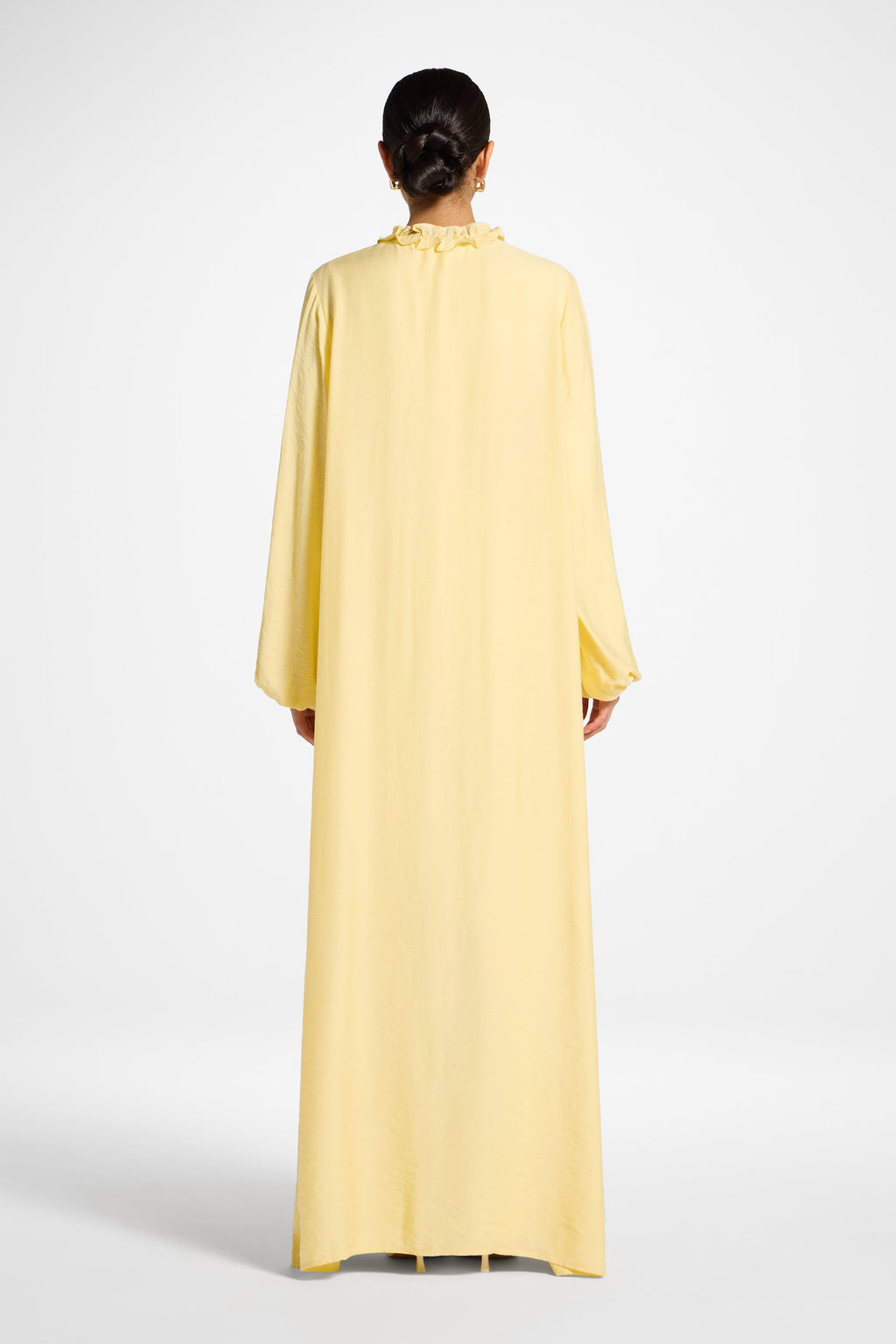 Sunlit Yellow Ruffle Tie-Front Abaya