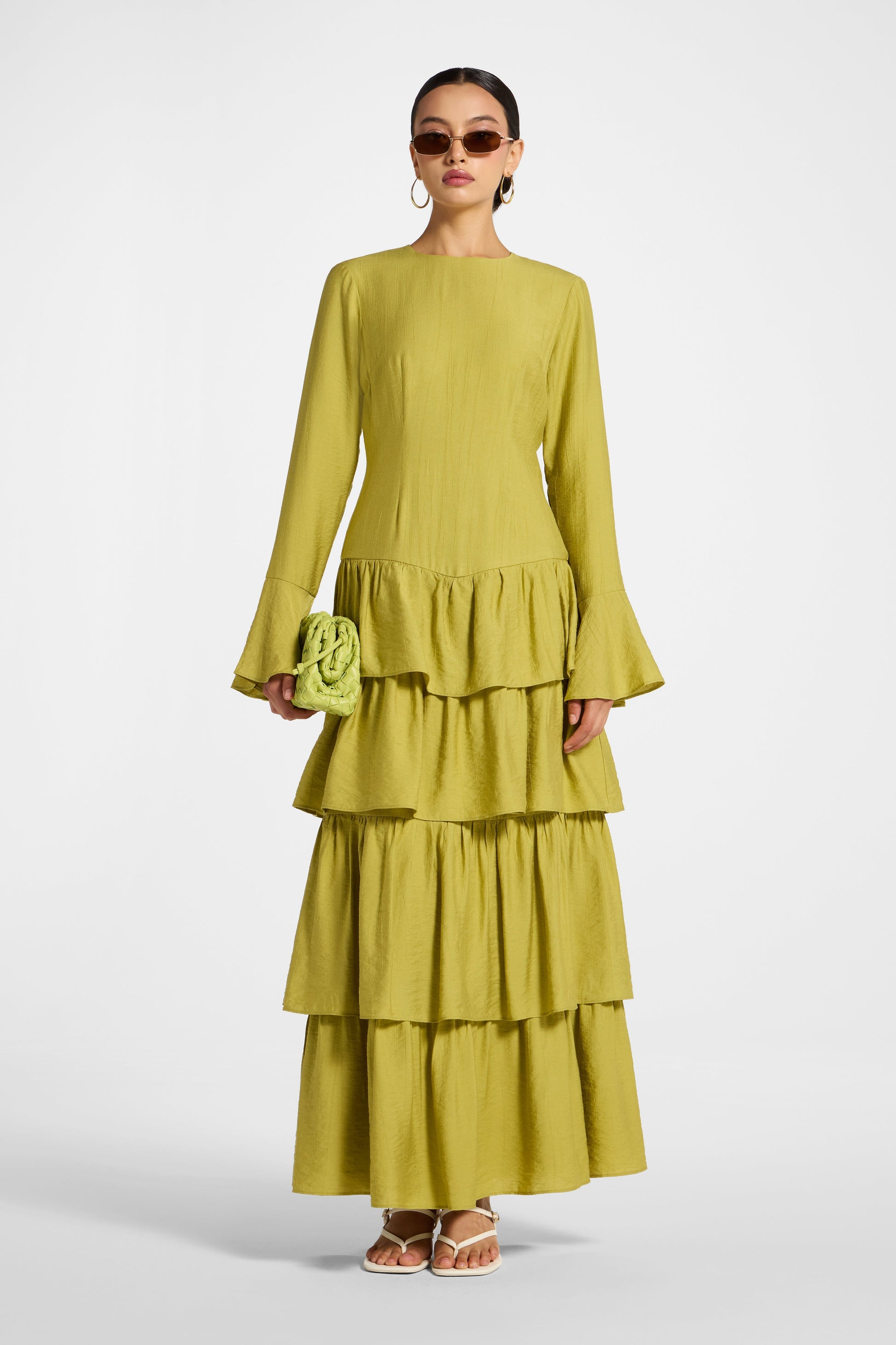 Antique Gold Draped Ruffle Modest Top