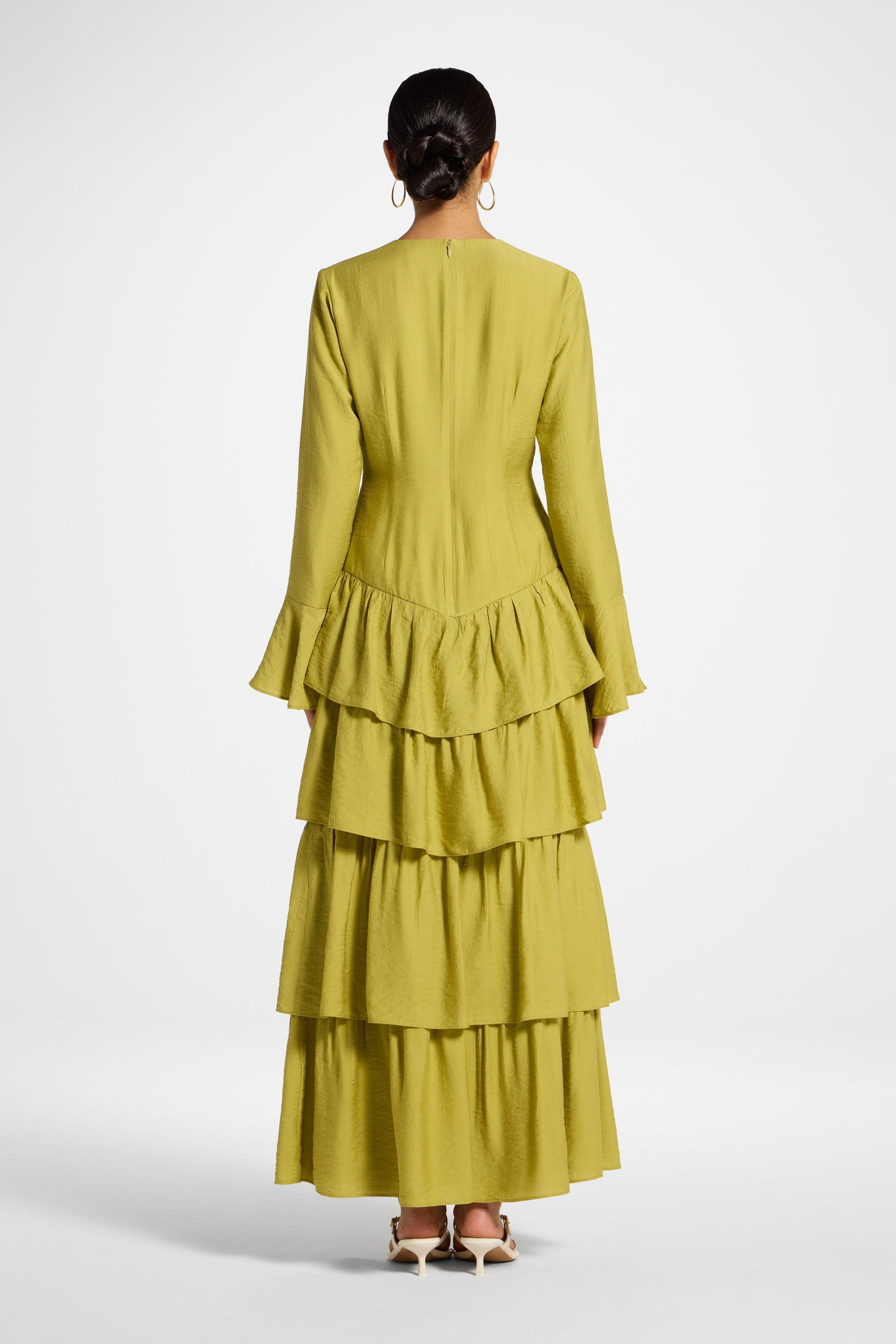 Antique Gold Draped Ruffle Modest Top